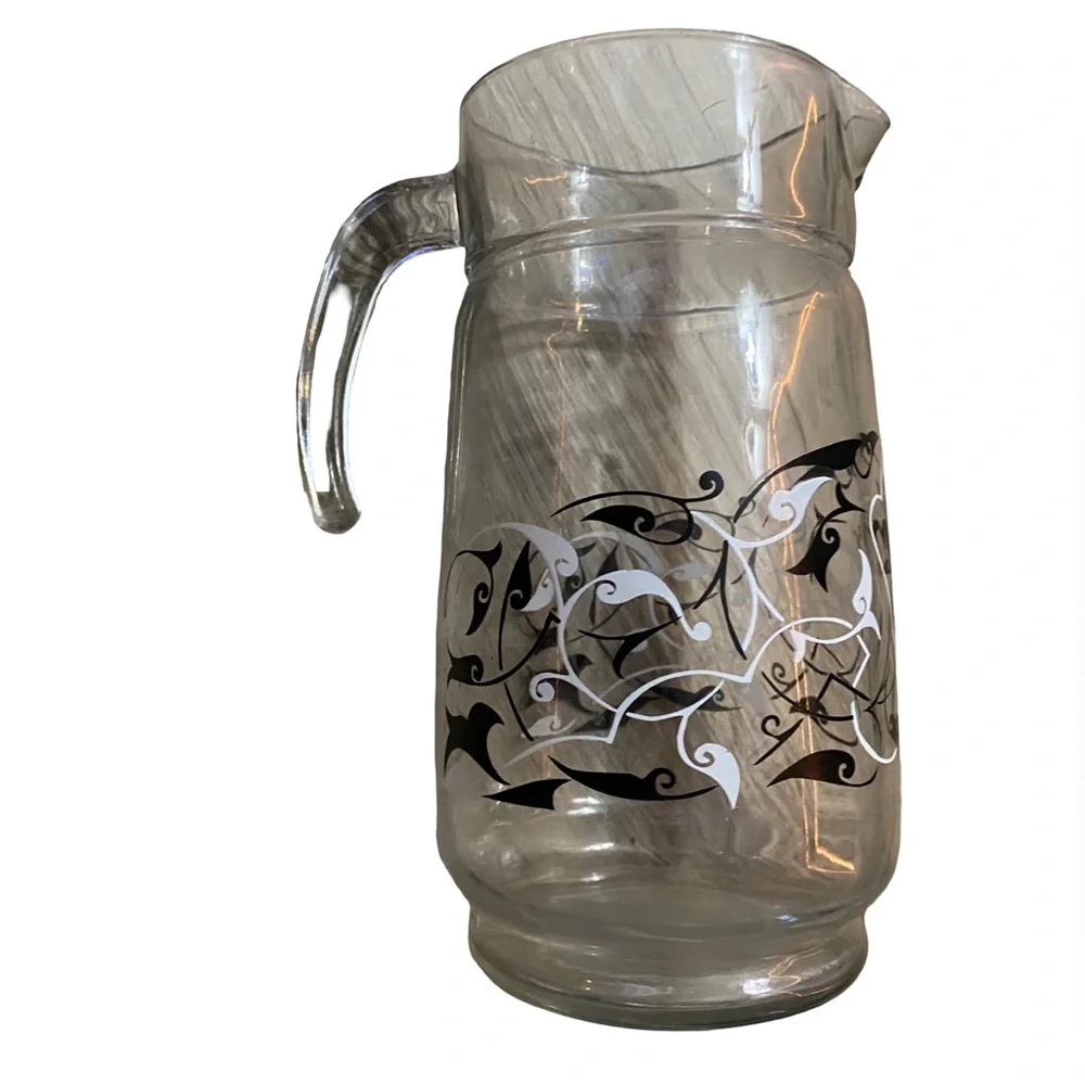 Vintage Mid Century Modern Black and White Pitcher‎ Barware